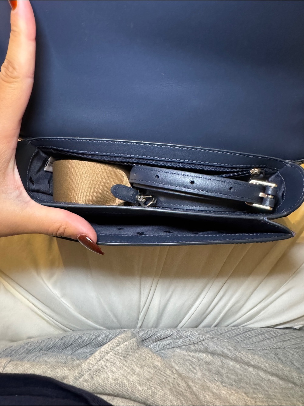 kate spade Navy and Cream Canvas Shoulder Bag with Turn-Lock - Picture 8 of 9